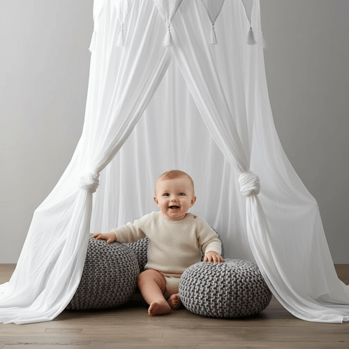 Ciel de lit blanc Bébé sous la tente