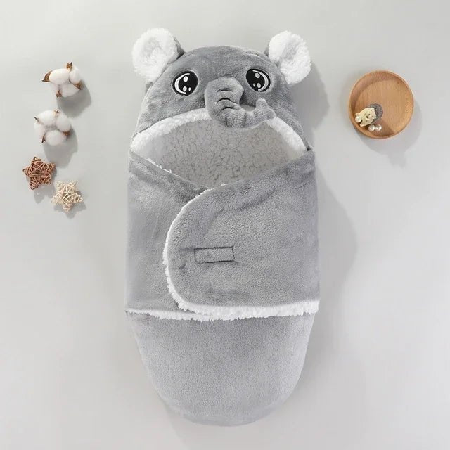 Couverture Emmaillotage Bébé Animaux - Nid Douillet Cocon-B_b_-Polaire-ELEPHANT-GRIS