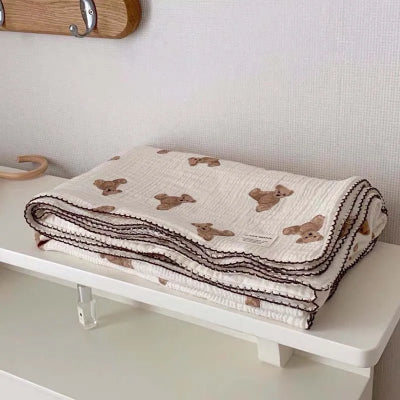 Couverture pour emmaillotage motifs oursons