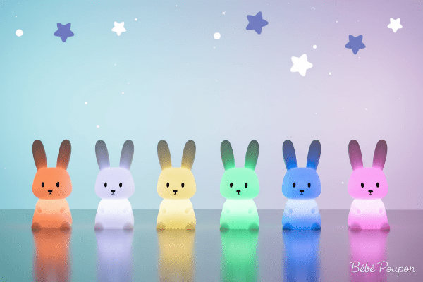 Veilleuse lapin bébé Veilleuse lapin 7 couleurs alignées
