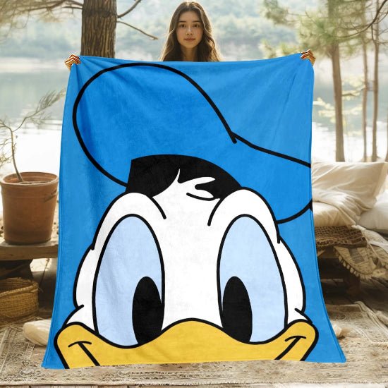 couverture bébé canard bleu souriant