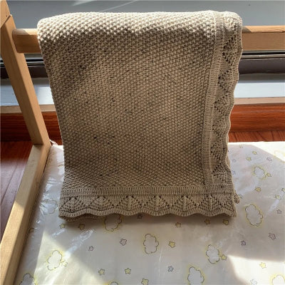 couverture en coton brune points noires