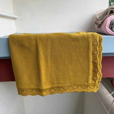 couverture en coton jaune moutarde
