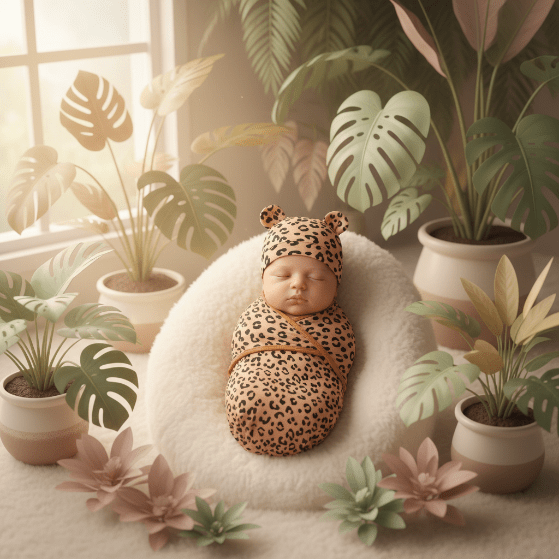couverture pour emmailloter sommeil - Jungle apaisante Bébé léopard - Safari doux