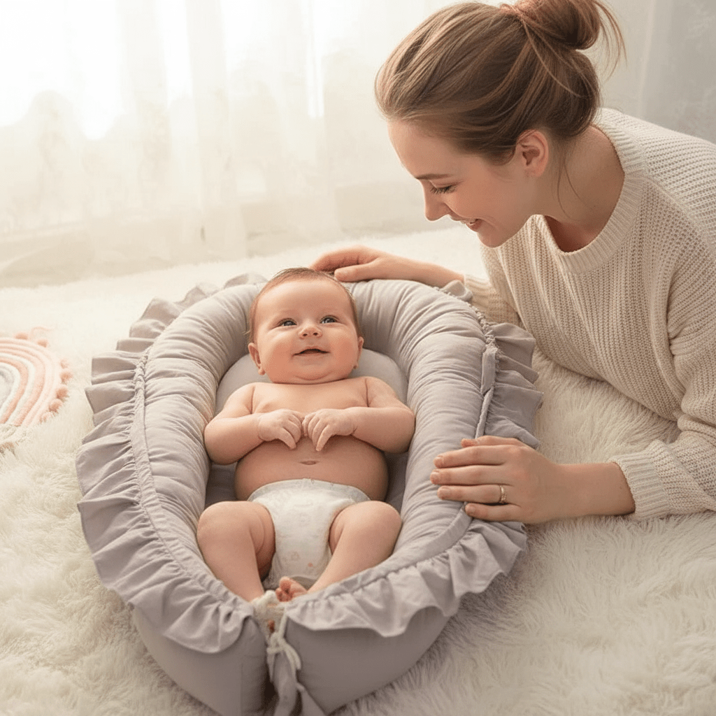 Maman et bébé souriant