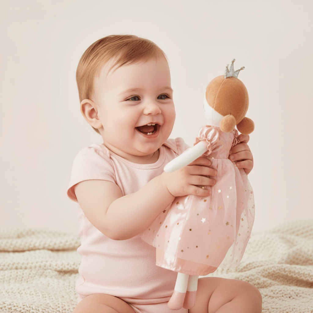 doudou bebe fille sourire heureuse