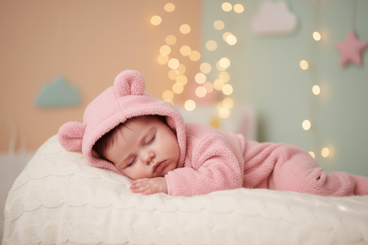 pyjama polaire bébé sur le cote sommeil qui dort sur le cote 