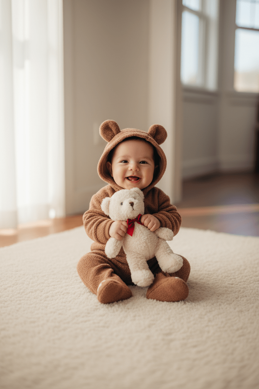 Combinaison Bebe Ourson sourire avec toutou