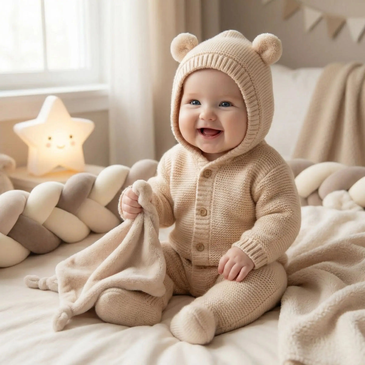COMBINAISON BEBE OURSON assis avec le sourire 