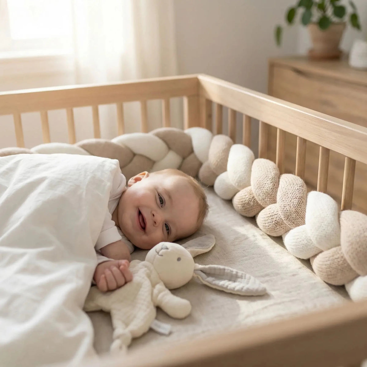 Doudou Lapin garçon souriant avec Bébé Doux