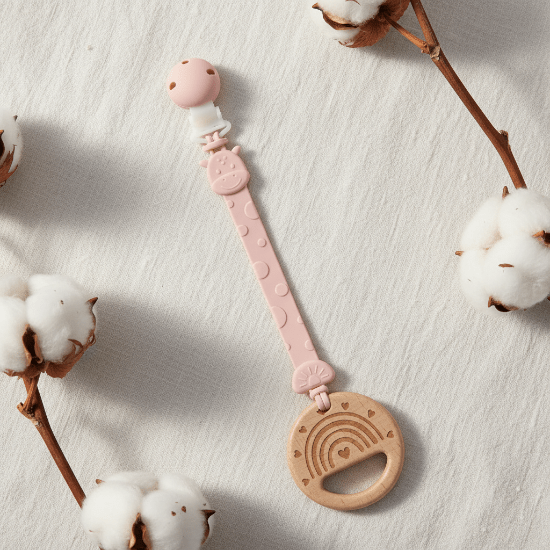 Attache Tetine Silicone rose jolie