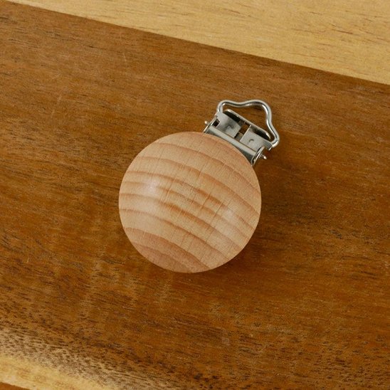 Attache Tetine en Bois joli bouton rond 