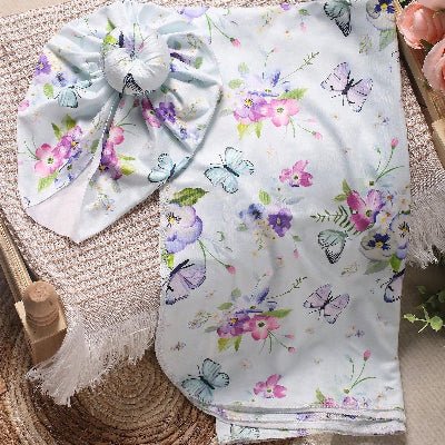 BONNET BEBE  papillon et fleurs