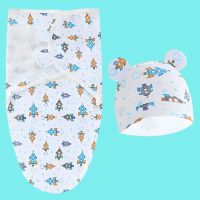 BONNET NAISSANCE BEBE et couverture d'emmaillotage