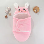 Couverture Emmaillotage Bébé Animaux - Nid Douillet Cocon-Bébé-Polaire-lapin-Rose