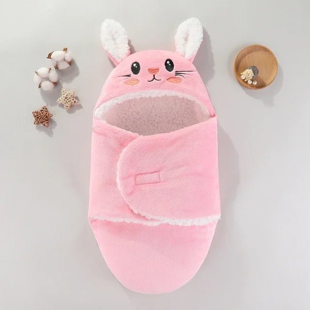 Couverture Emmaillotage Bébé Animaux - Nid Douillet Cocon-Bébé-Polaire-lapin-Rose