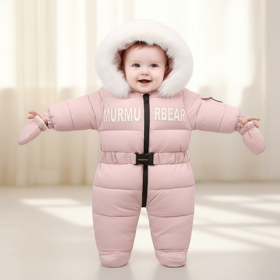 Combinaison BEBE POLAIRE 
Maman aidant bébé à marcher Bébé debout bras écartés