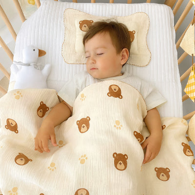 Couverture bebe legere petits oursons bruin sommeil profond