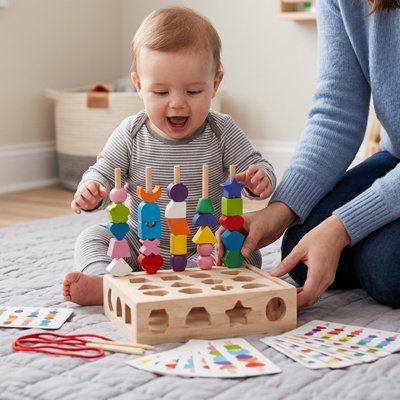 jouet montessori 1 an Cube d'activite bebe avec sa maman 