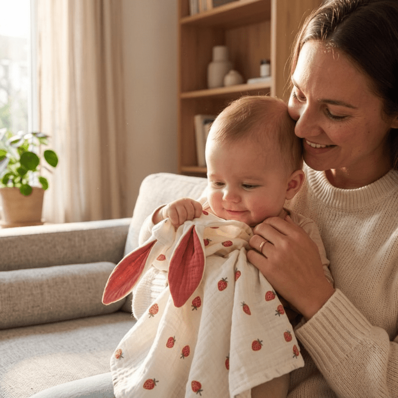 Doudou mixte maman salon lapin oreilles rose