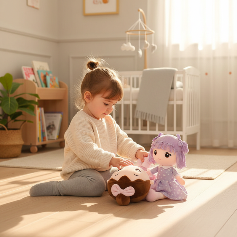 Doudou Fille Petite fille deux poupées