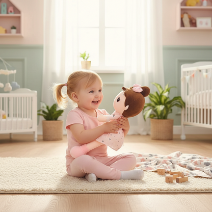 Doudou Fille Petite fille poupée rose