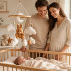 Mobile bébé lapin papa et maman ui regardent 
