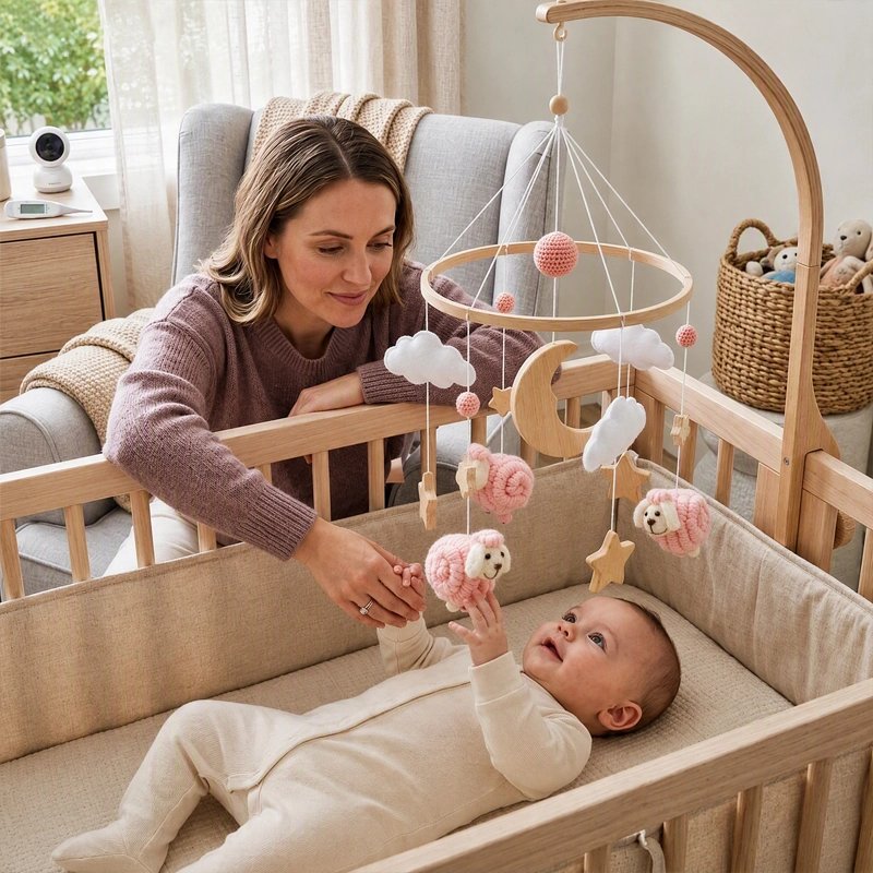 Mobile bébé maman et bébé heureux 