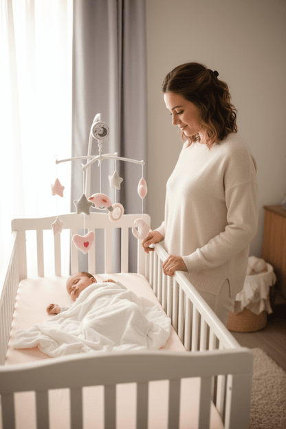 Mobile musical pour bebe Maman veillant sur bébé avec mobile musical