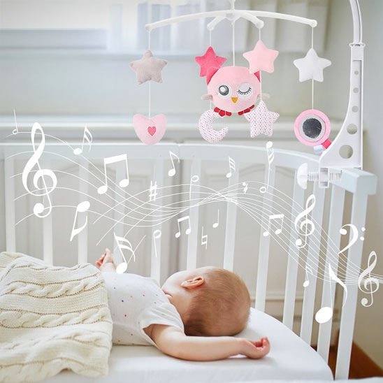 Mobile musical pour bebe rose etoiles