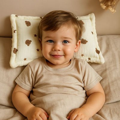 Oreiller pour bebe sourire et garçon 