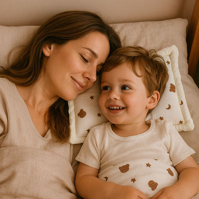 Oreiller pour bebe sourire et maman 