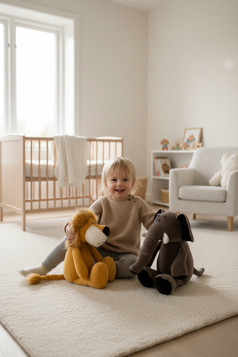 Peluche lion éléphant enfant deux toutous 