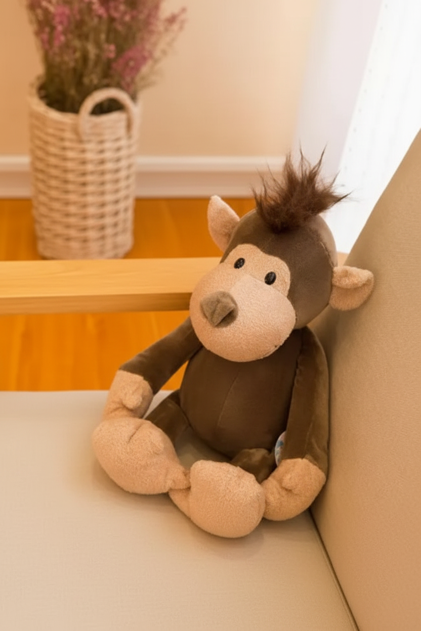 Peluche singe seul sur la chaise