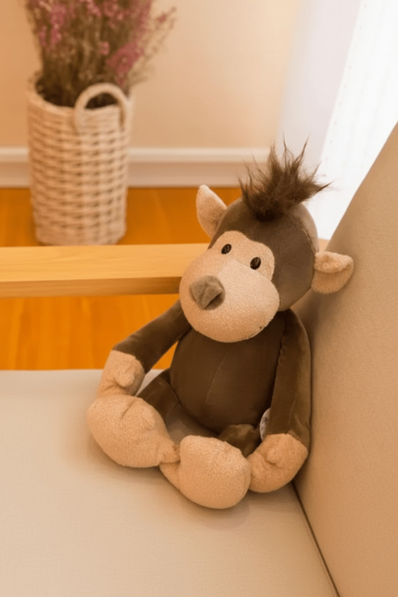 Peluche singe seul sur la chaise