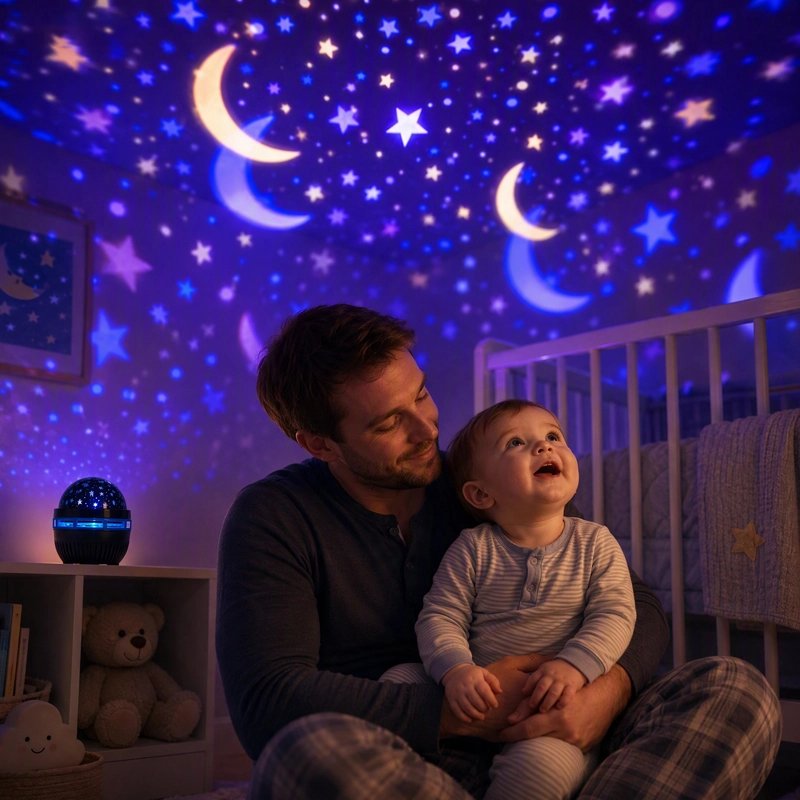 Projecteur Aurore Boréale bebe impressionnee du ciel d etoile