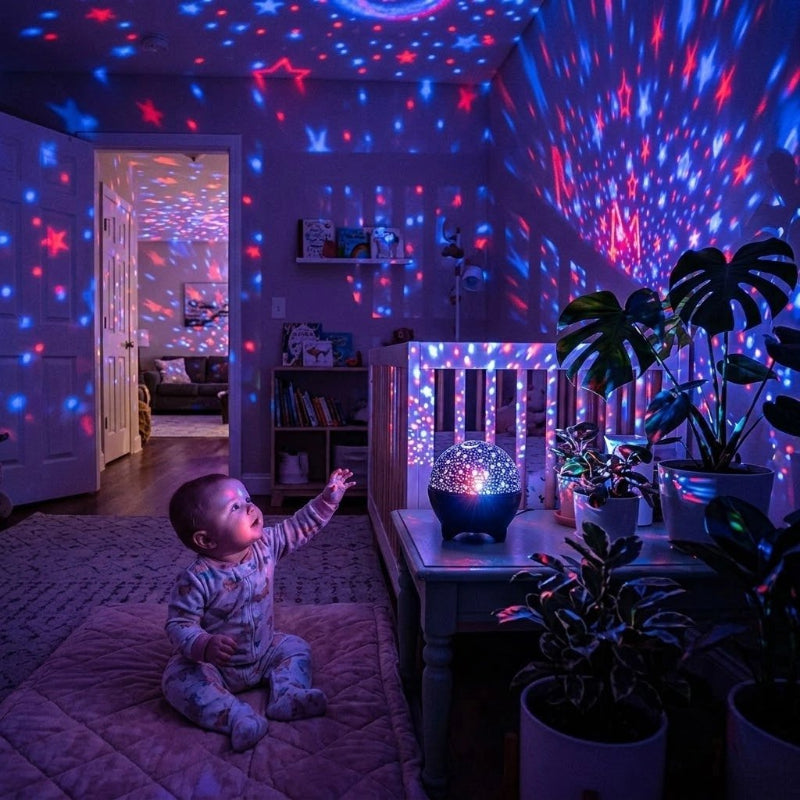 Projecteur enfant veilleuse enfant rechargeable bebe assis avec sa main dans les airs