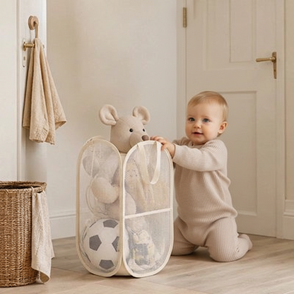 Rangement peluches bébé fouille dans le bac