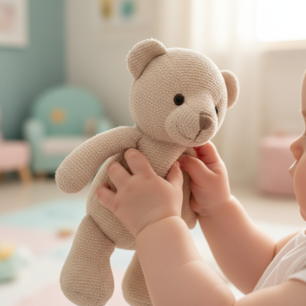 Rangement pour peluche Gros plan mains bébé peluche