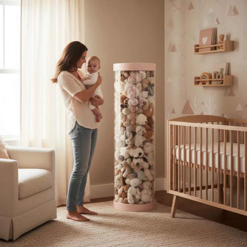 Rangement pour peluche​  Tour Rose pleine maman et bebe 