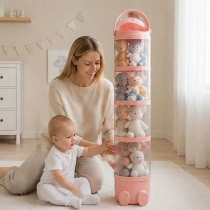 Rangement pour peluche​s bebe assis et maman qui sourit