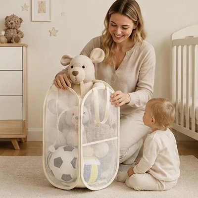 Rangement pour peluche​s maman et garcons qui regardes sa maman 
