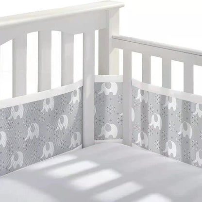 tour de lit respirant elephants gris 