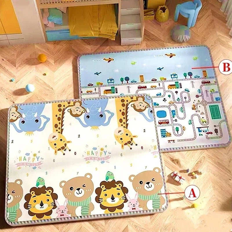 Tapis Éveil Bébé |  Double Face Sécurisé, Lavable, Antidérapant