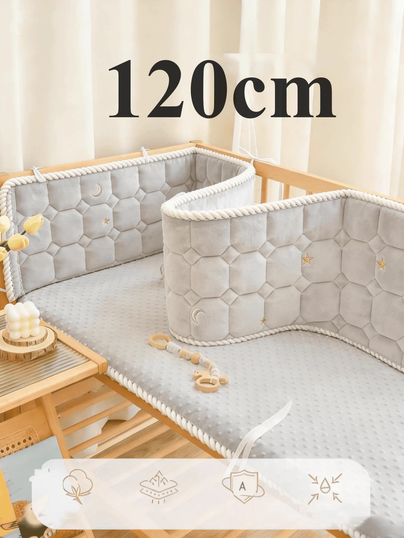 Tour de Lit Complet Bébé gris 120 cm