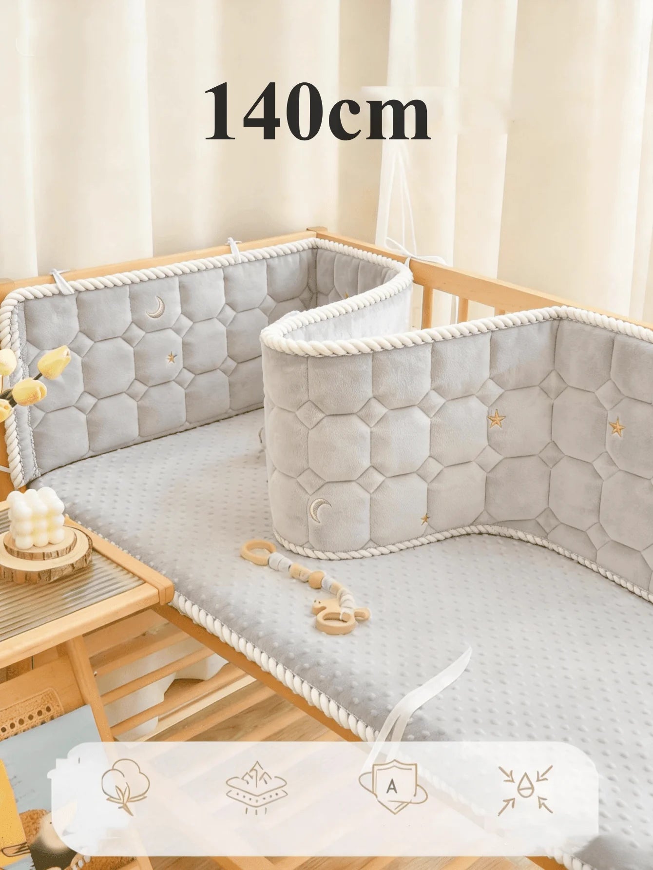 Tour de Lit Complet Bébé gris 140 cm