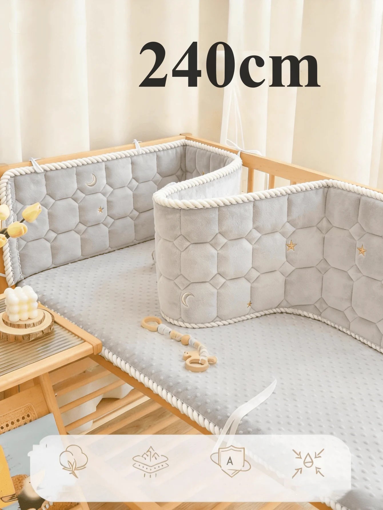 Tour de Lit Complet Bébé gris 240 cm