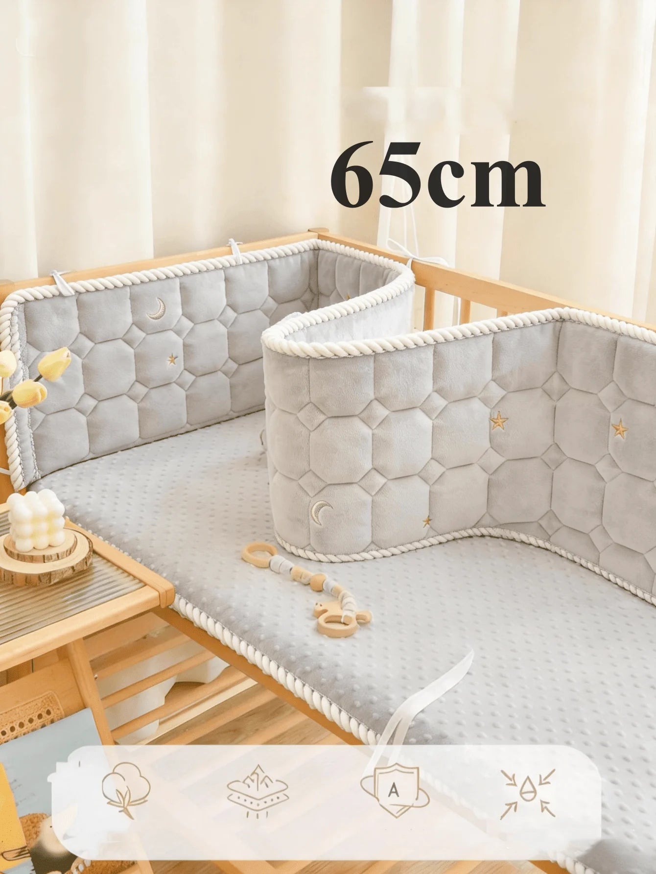 Tour de Lit Complet Bébé gris 65 cm