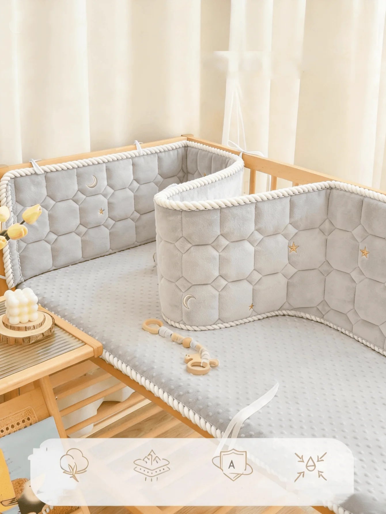 Tour de Lit Complet Bébé gris confo couchette