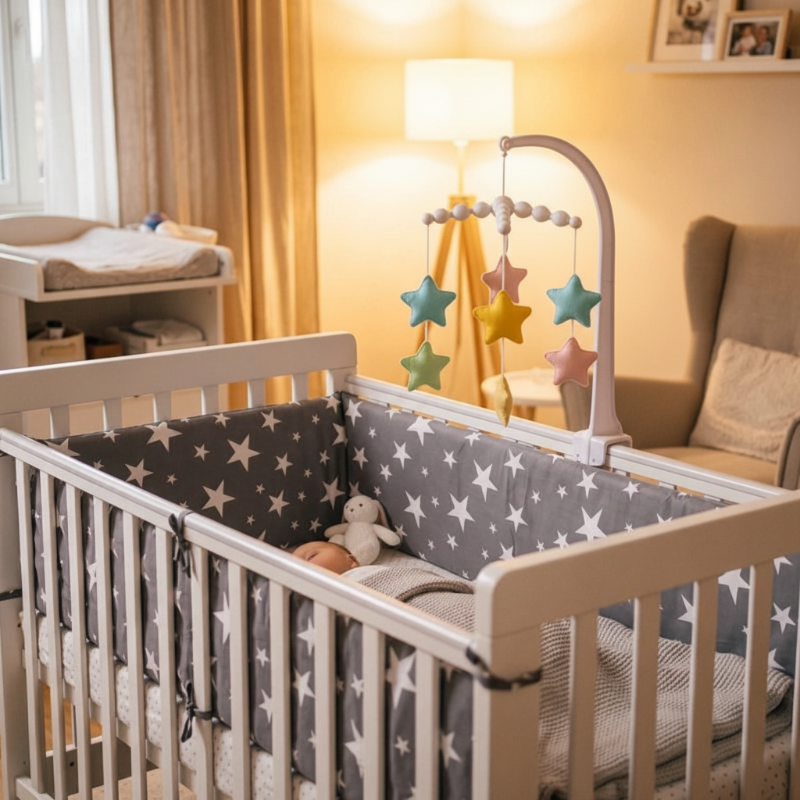 Tour de lit bébé doudou mobile 4 et mobile bebe couleurs